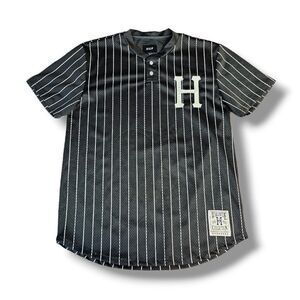 HUF Pinstripe Black White Pullover Mesh Jersey Mens Size Small